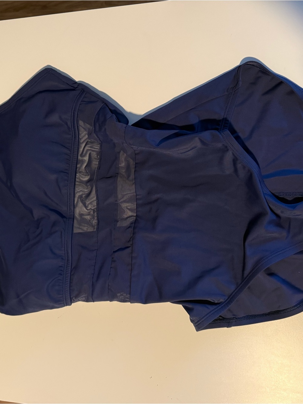 Nike Women’s Dark Navy One-Piece Swim Top with Silver Swoosh - Picture 3 of 5